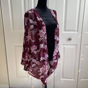 Forever 21 Burgundy Chiffon Kimono